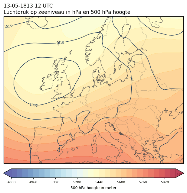 Weerkaart van 13 mei 1813 om 12 UTC