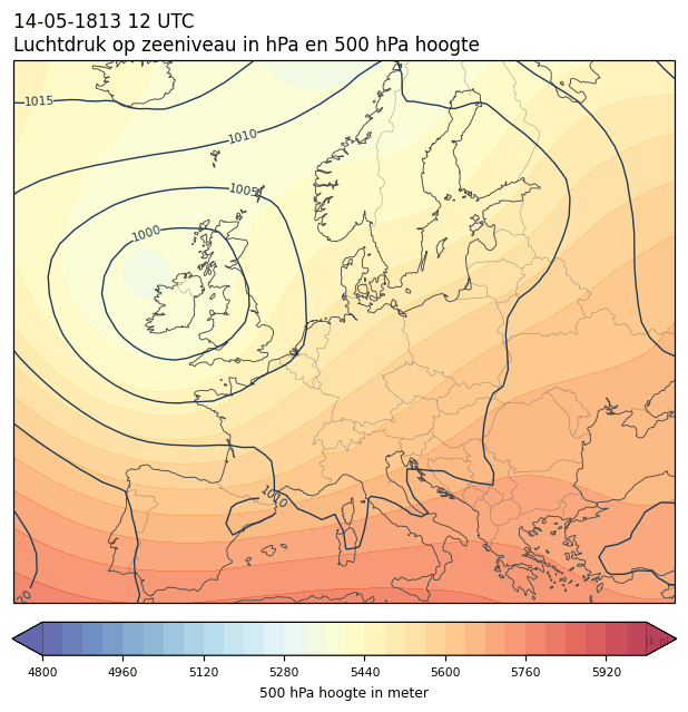 Weerkaart van 14 mei 1813 om 12 UTC