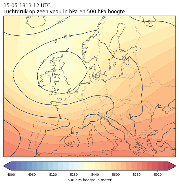 Weerkaart van 15 mei 1813 om 12 UTC