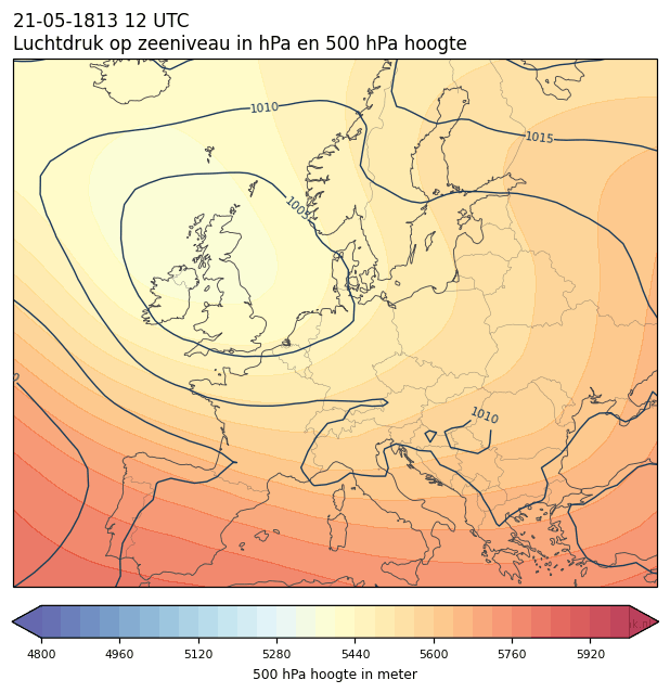 Weerkaart van 21 mei 1813 om 12 UTC