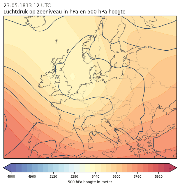 Weerkaart van 23 mei 1813 om 12 UTC