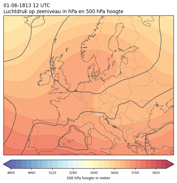 Weerkaart van 1 juni 1813 om 12 UTC