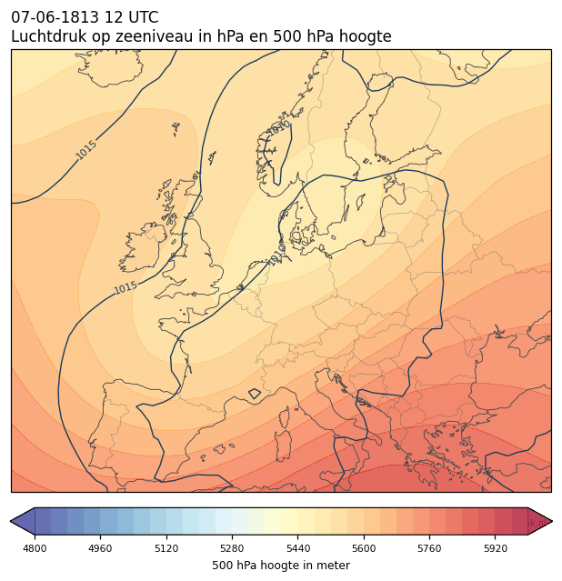 Weerkaart van 7 juni 1813 om 12 UTC