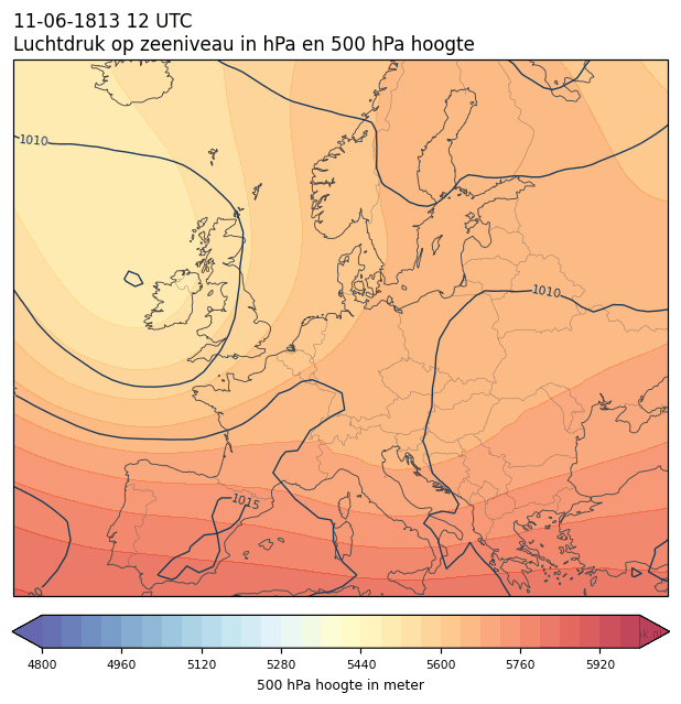 Weerkaart van 11 juni 1813 om 12 UTC