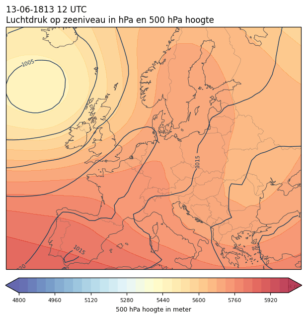Weerkaart van 13 juni 1813 om 12 UTC