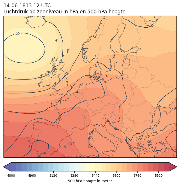 Weerkaart van 14 juni 1813 om 12 UTC