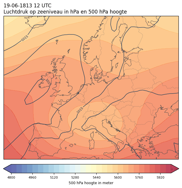 Weerkaart van 19 juni 1813 om 12 UTC