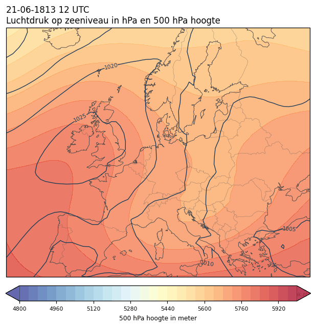 Weerkaart van 21 juni 1813 om 12 UTC