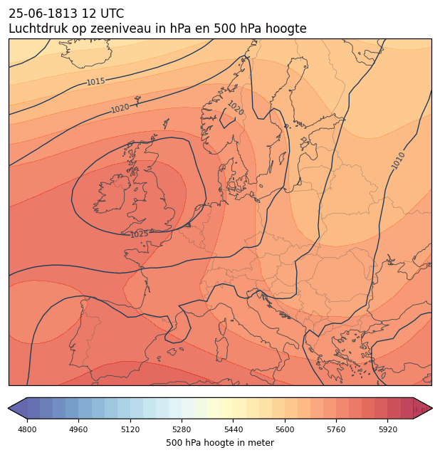 Weerkaart van 25 juni 1813 om 12 UTC