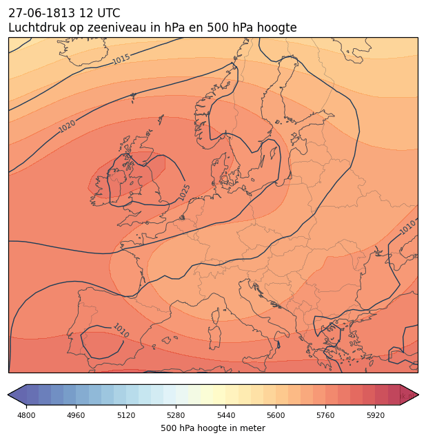 Weerkaart van 27 juni 1813 om 12 UTC
