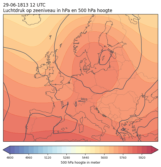 Weerkaart van 29 juni 1813 om 12 UTC