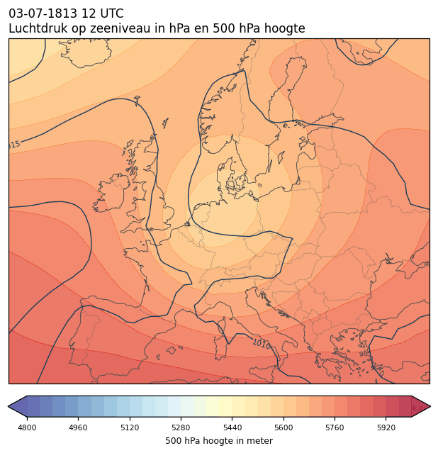 Weerkaart van 3 juli 1813 om 12 UTC