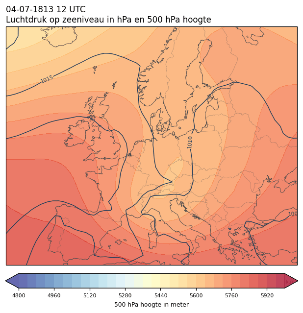 Weerkaart van 4 juli 1813 om 12 UTC
