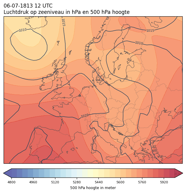 Weerkaart van 6 juli 1813 om 12 UTC