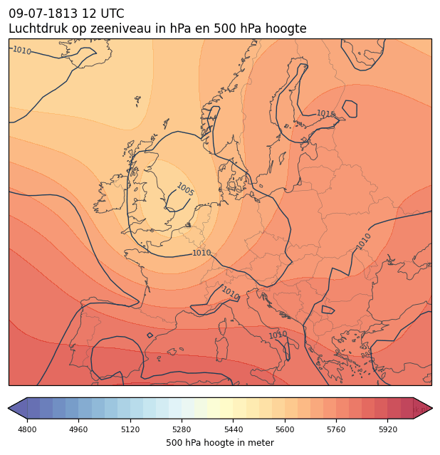 Weerkaart van 9 juli 1813 om 12 UTC