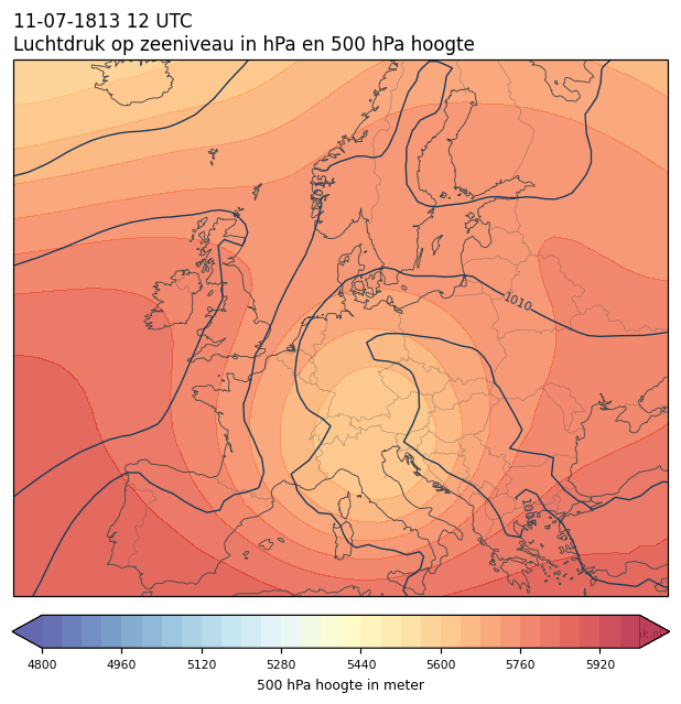 Weerkaart van 11 juli 1813 om 12 UTC