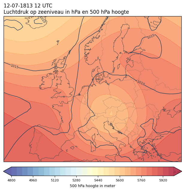 Weerkaart van 12 juli 1813 om 12 UTC