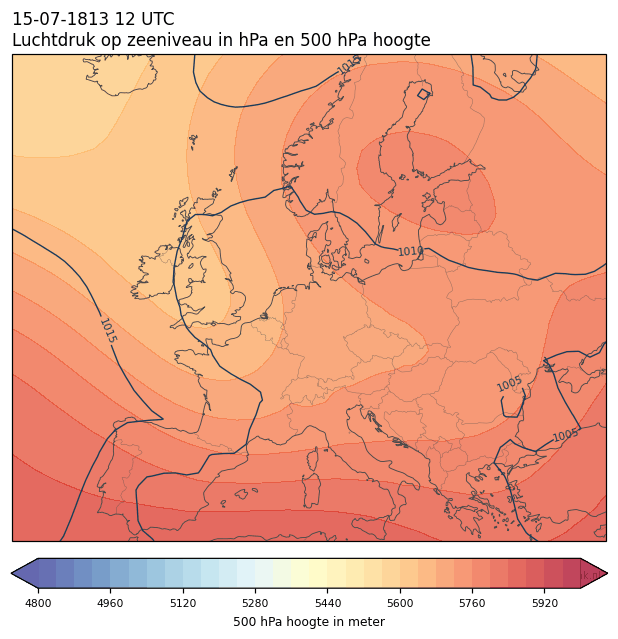 Weerkaart van 15 juli 1813 om 12 UTC