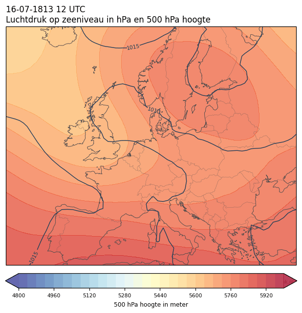 Weerkaart van 16 juli 1813 om 12 UTC