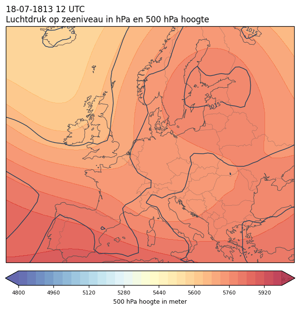 Weerkaart van 18 juli 1813 om 12 UTC