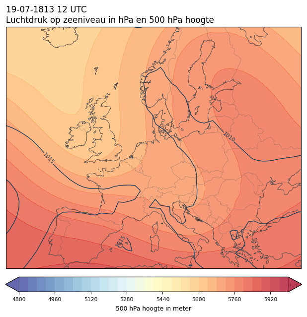 Weerkaart van 19 juli 1813 om 12 UTC