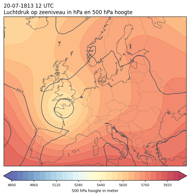 Weerkaart van 20 juli 1813 om 12 UTC