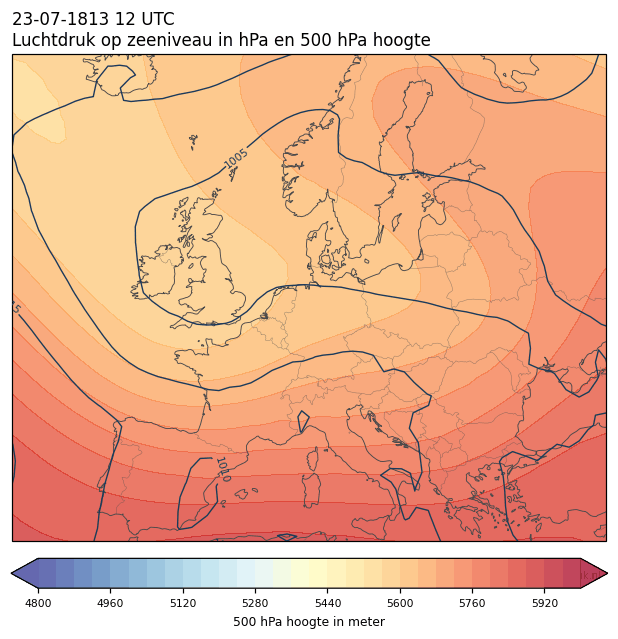 Weerkaart van 23 juli 1813 om 12 UTC