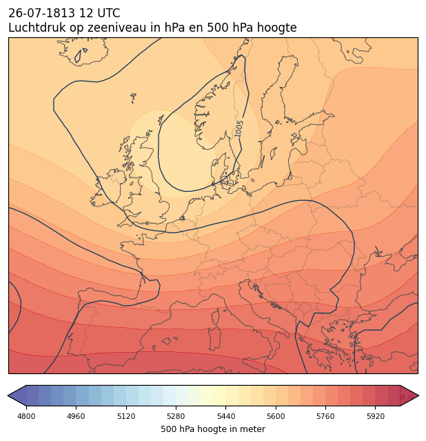 Weerkaart van 26 juli 1813 om 12 UTC