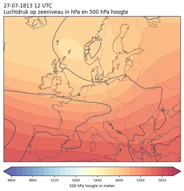 Weerkaart van 27 juli 1813 om 12 UTC
