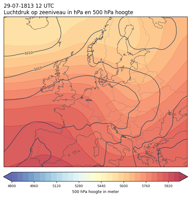 Weerkaart van 29 juli 1813 om 12 UTC
