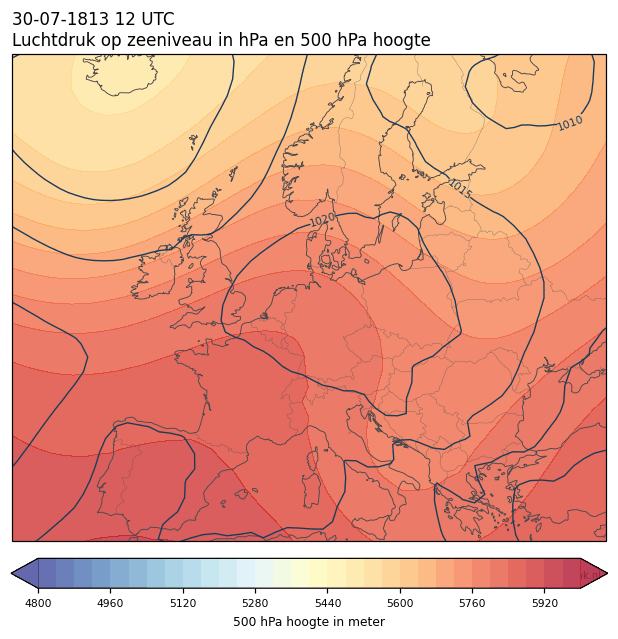 Weerkaart van 30 juli 1813 om 12 UTC