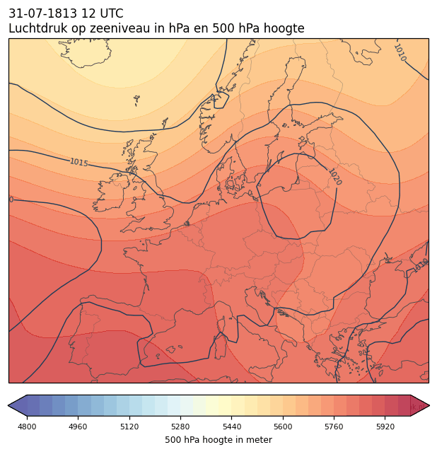 Weerkaart van 31 juli 1813 om 12 UTC