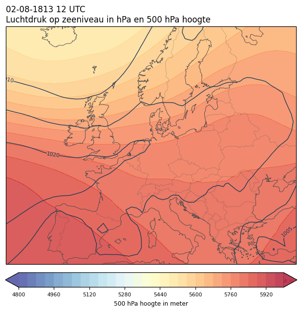 Weerkaart van 2 augustus 1813 om 12 UTC