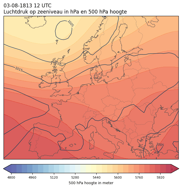 Weerkaart van 3 augustus 1813 om 12 UTC