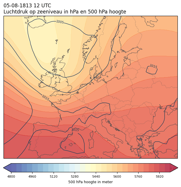Weerkaart van 5 augustus 1813 om 12 UTC