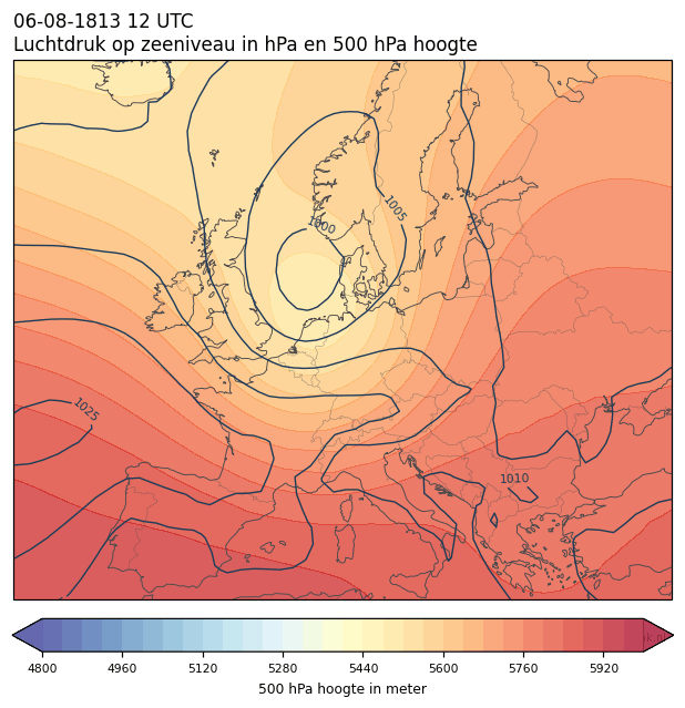 Weerkaart van 6 augustus 1813 om 12 UTC