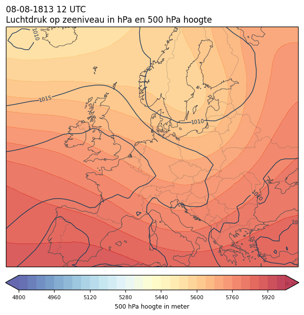 Weerkaart van 8 augustus 1813 om 12 UTC