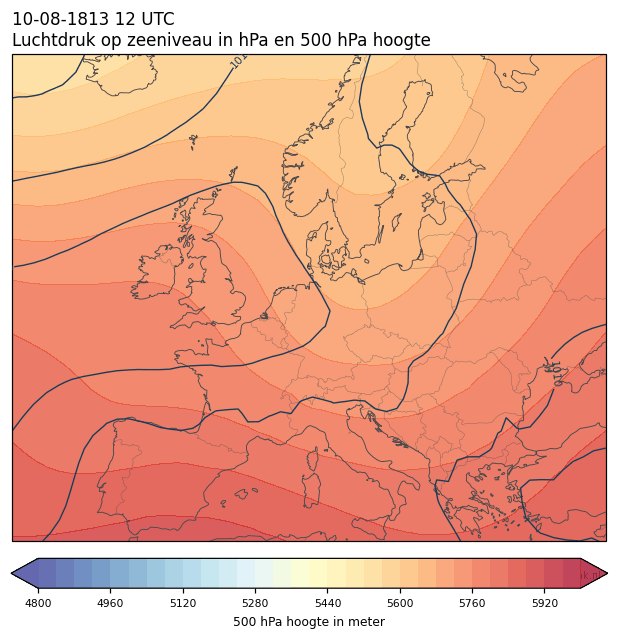 Weerkaart van 10 augustus 1813 om 12 UTC