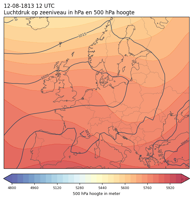 Weerkaart van 12 augustus 1813 om 12 UTC