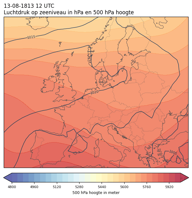 Weerkaart van 13 augustus 1813 om 12 UTC