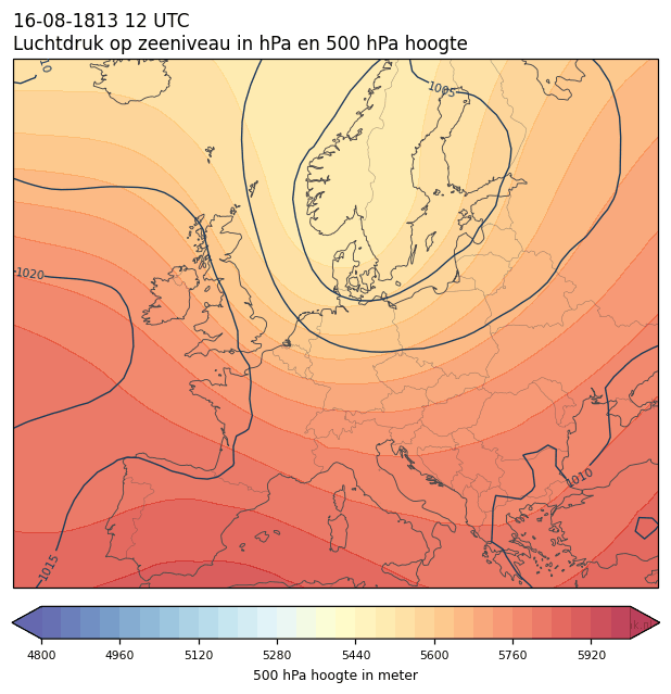Weerkaart van 16 augustus 1813 om 12 UTC