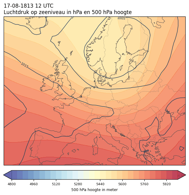 Weerkaart van 17 augustus 1813 om 12 UTC