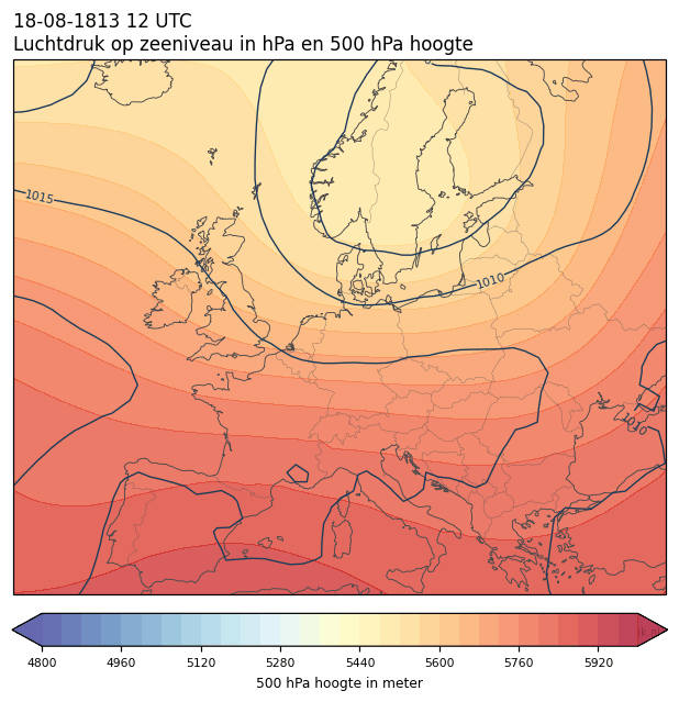 Weerkaart van 18 augustus 1813 om 12 UTC