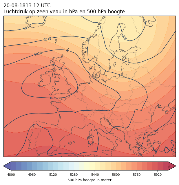 Weerkaart van 20 augustus 1813 om 12 UTC