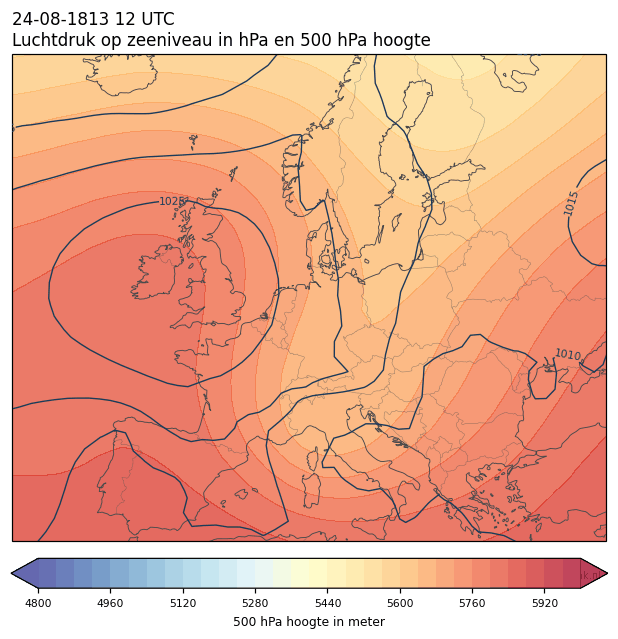 Weerkaart van 24 augustus 1813 om 12 UTC