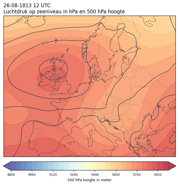 Weerkaart van 26 augustus 1813 om 12 UTC