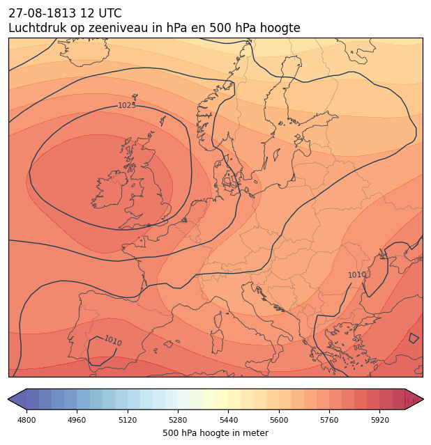 Weerkaart van 27 augustus 1813 om 12 UTC
