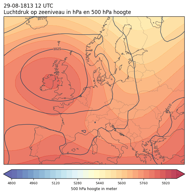 Weerkaart van 29 augustus 1813 om 12 UTC