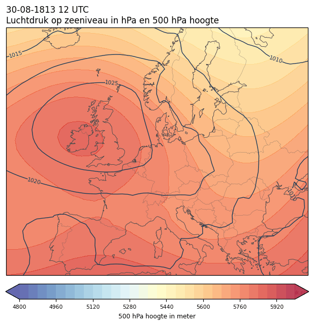 Weerkaart van 30 augustus 1813 om 12 UTC