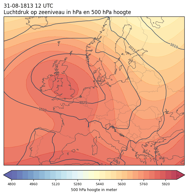 Weerkaart van 31 augustus 1813 om 12 UTC
